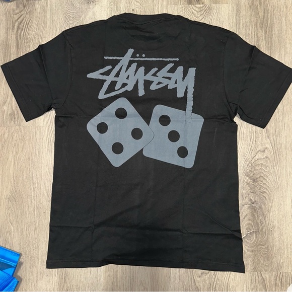 STUSSY Dice Pigment Dyed Tee Mens T Shirt Black & Gray Size S - Picture 4 of 10